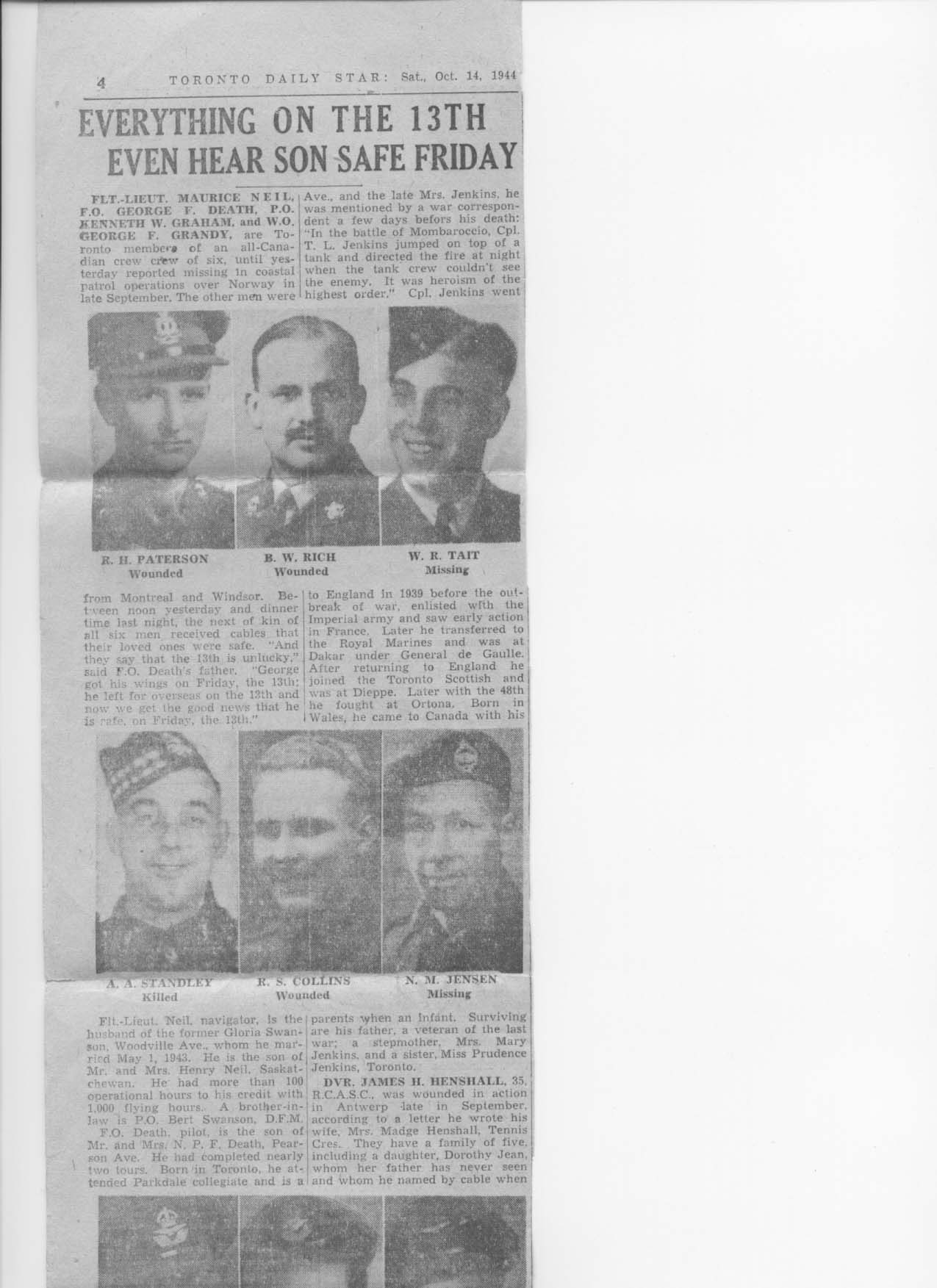  Toronto Star, October 14, 1944 